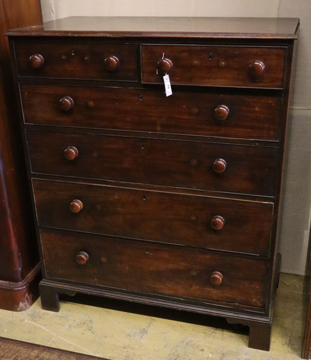 A tall early Victorian mahogany chest of drawers, width 107cm depth 57cm height 130cm